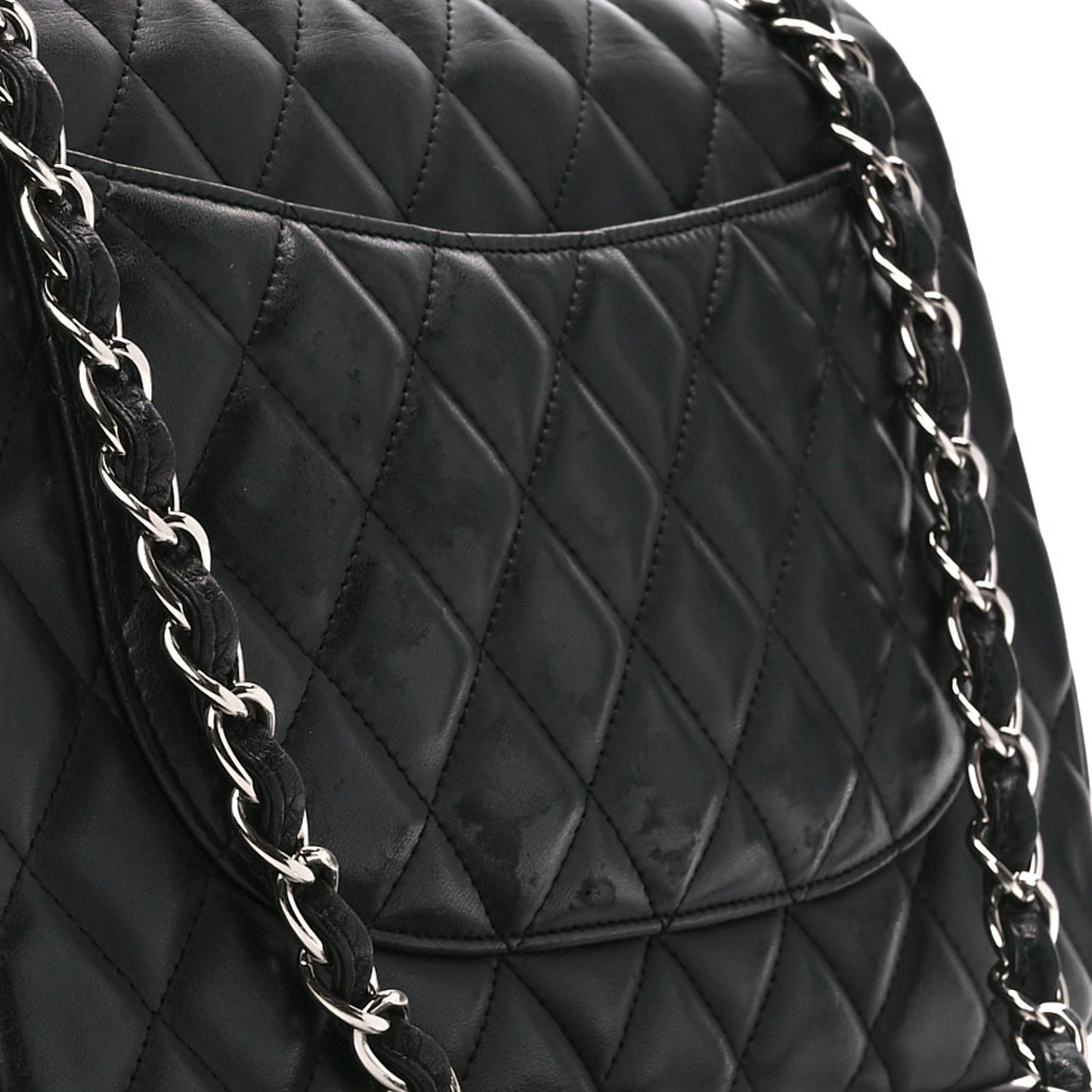 Lambskin Quilted Jumbo Double Flap Black