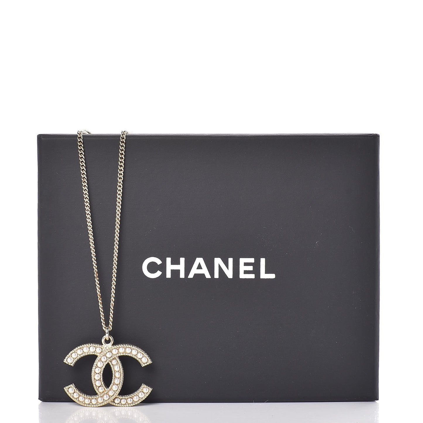 Pearl CC Pendant Necklace Gold