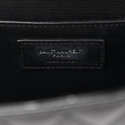 Saint Laurent Grain De Poudre Textured Mixed Matelasse Triquilt Medium Monogram Satchel Black 5 of 13
