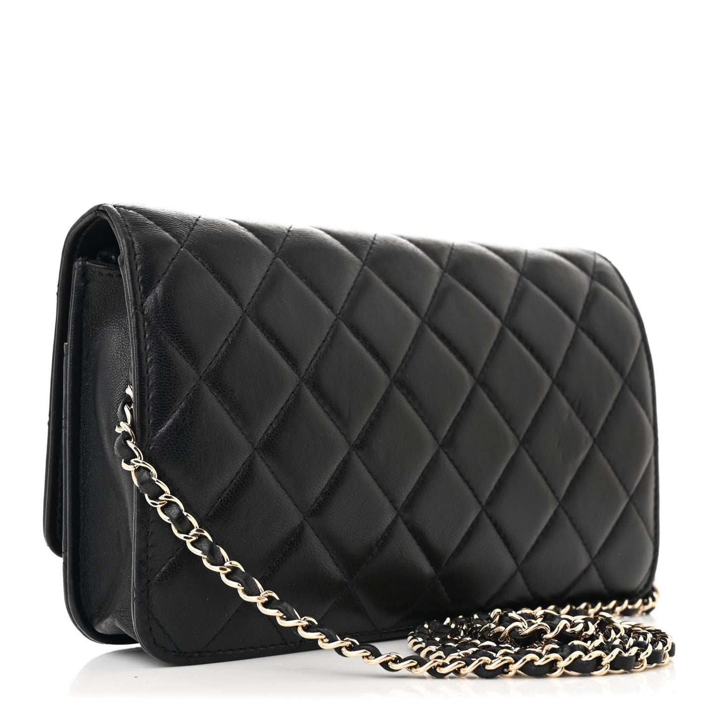Caviar Quilted Golden Class Wallet On Chain WOC Black