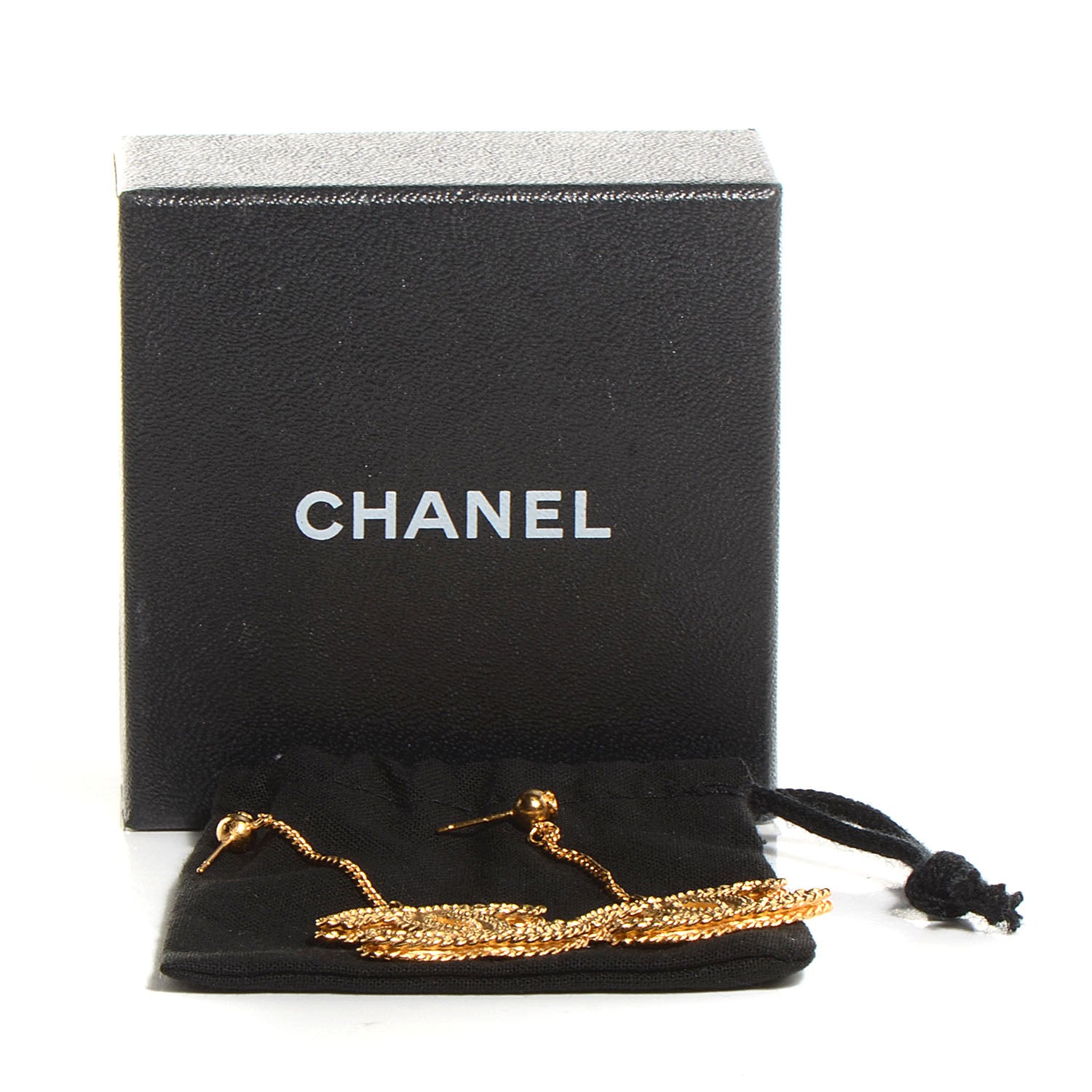 Chanel CC Drop Earrings Matte Gold 6 of 6