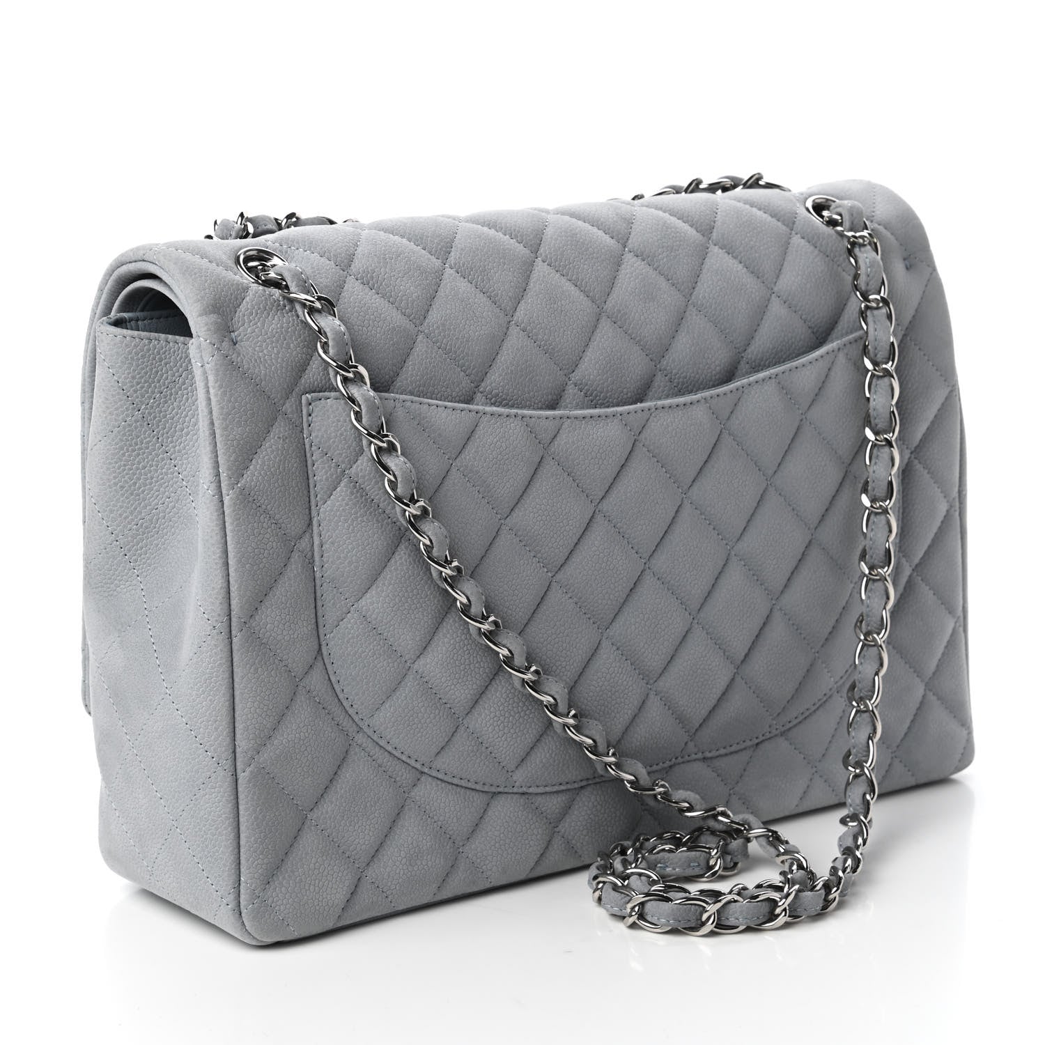 Chanel Iridescent Caviar Quilted Maxi Double Flap Grey 3 of 10