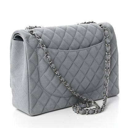Chanel Iridescent Caviar Quilted Maxi Double Flap Grey 3 of 10