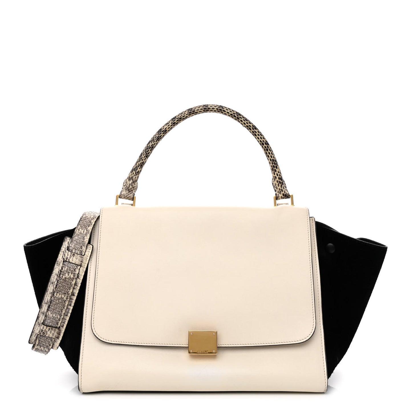 Calfskin Suede Whipsnake Medium Trapeze Black White