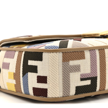Fendi Canvas Vitello King FF Multicolor Embroidered Baguette Dusty Mauve Cappuccino Multicolor 10 of 10