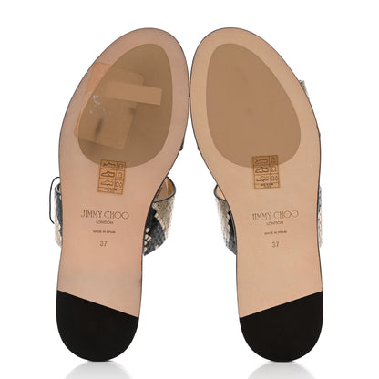 Jimmy Choo Calfskin Snake Print Atia Flat Sandals 37 Natural 5 of 8