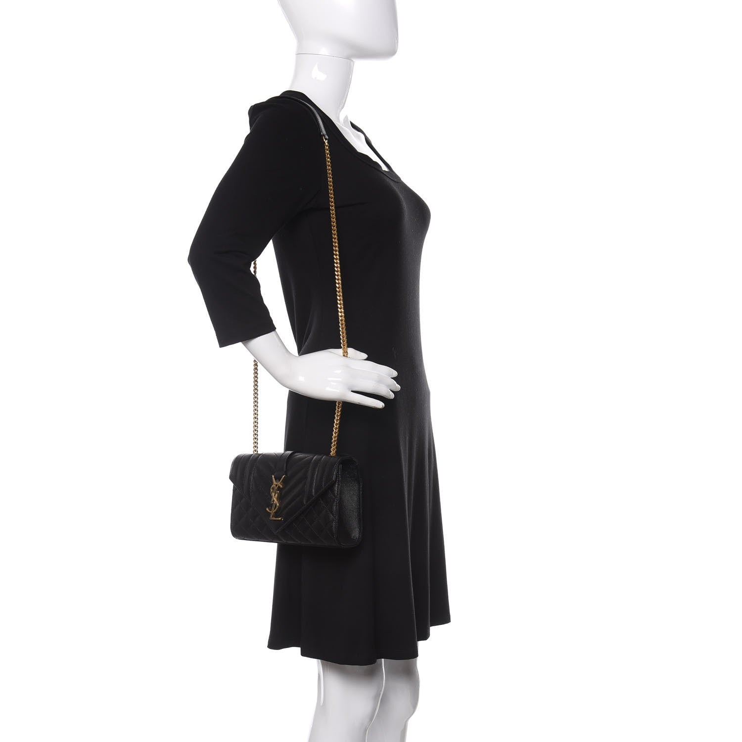 Saint Laurent Grain De Poudre Textured Mixed Matelasse Triquilt Small Monogram Satchel Black 2 of 10