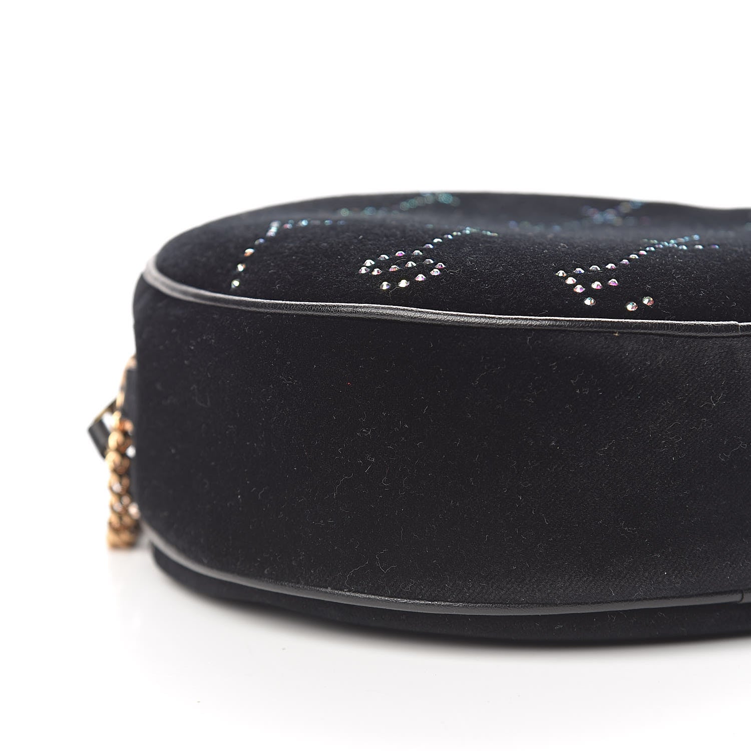 Stella McCartney Velvet Crystal Monogram Mini Round Crossbody Bag Black 8 of 10