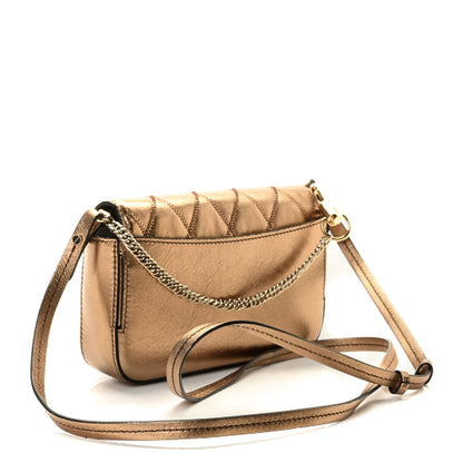 Givenchy Metallic Goatskin Quilted GV3 Mini Pocket Convertible Bag Gold 2 of 10