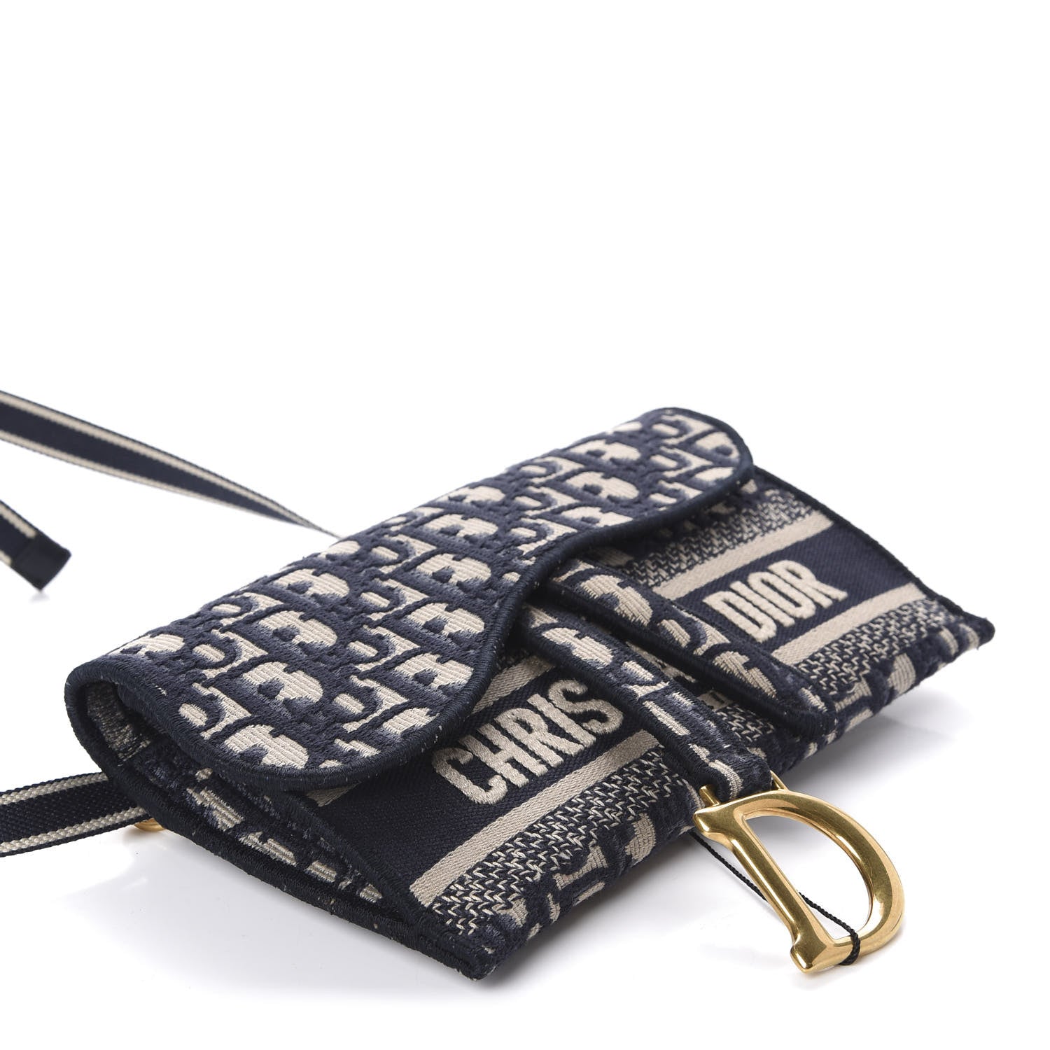 Christian Dior Oblique Slim Saddle Pouch Blue 4 of 10