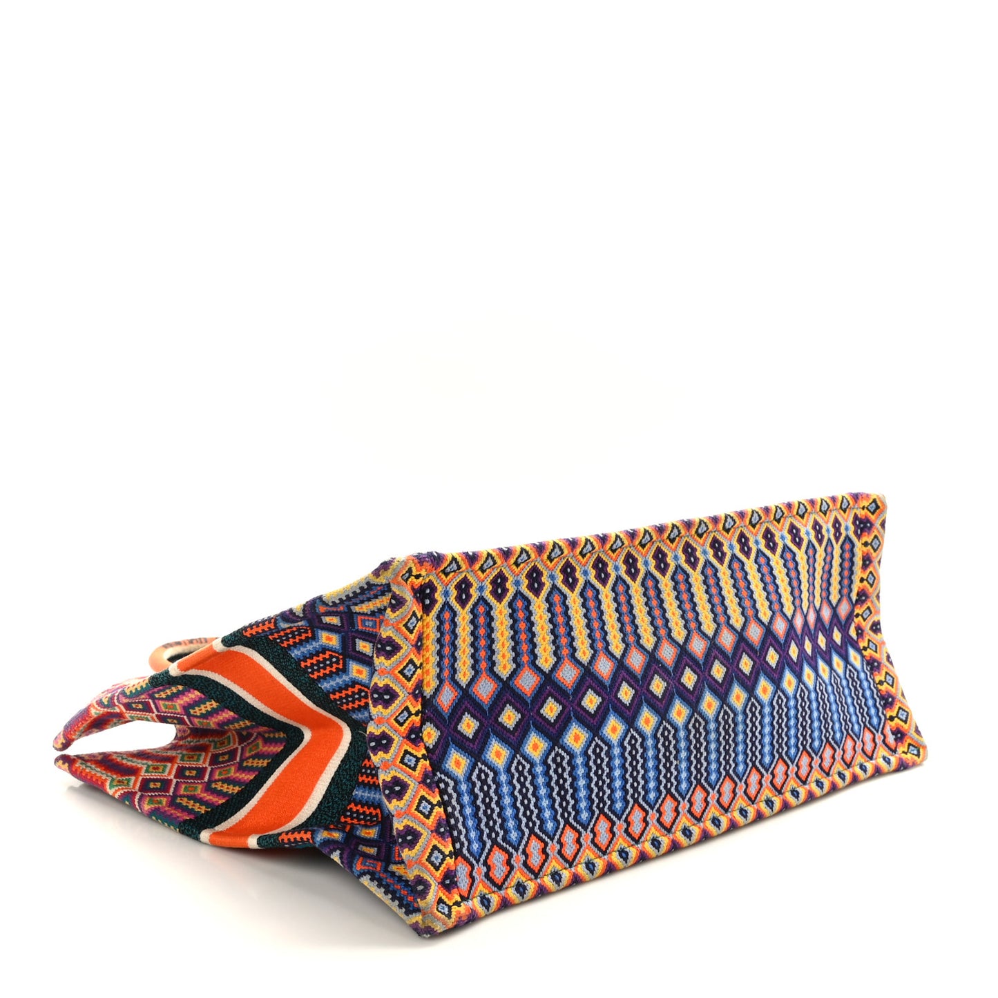 Canvas Embroidered Large Book Tote Orange Multicolor