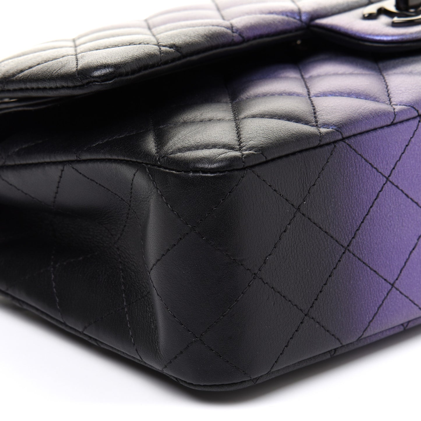Calfskin Quilted Ombre Medium Double Flap Black