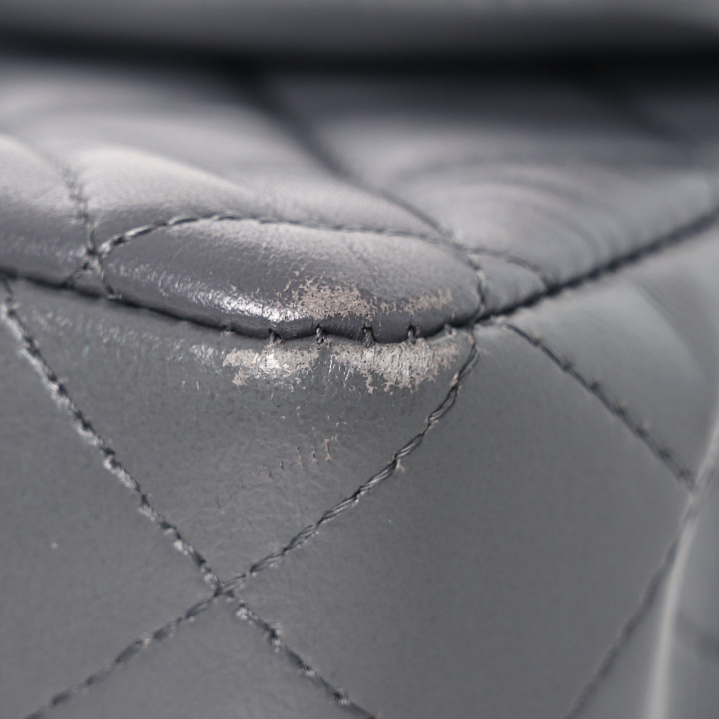 Lambskin Quilted Mini Rectangular Flap Dark Grey