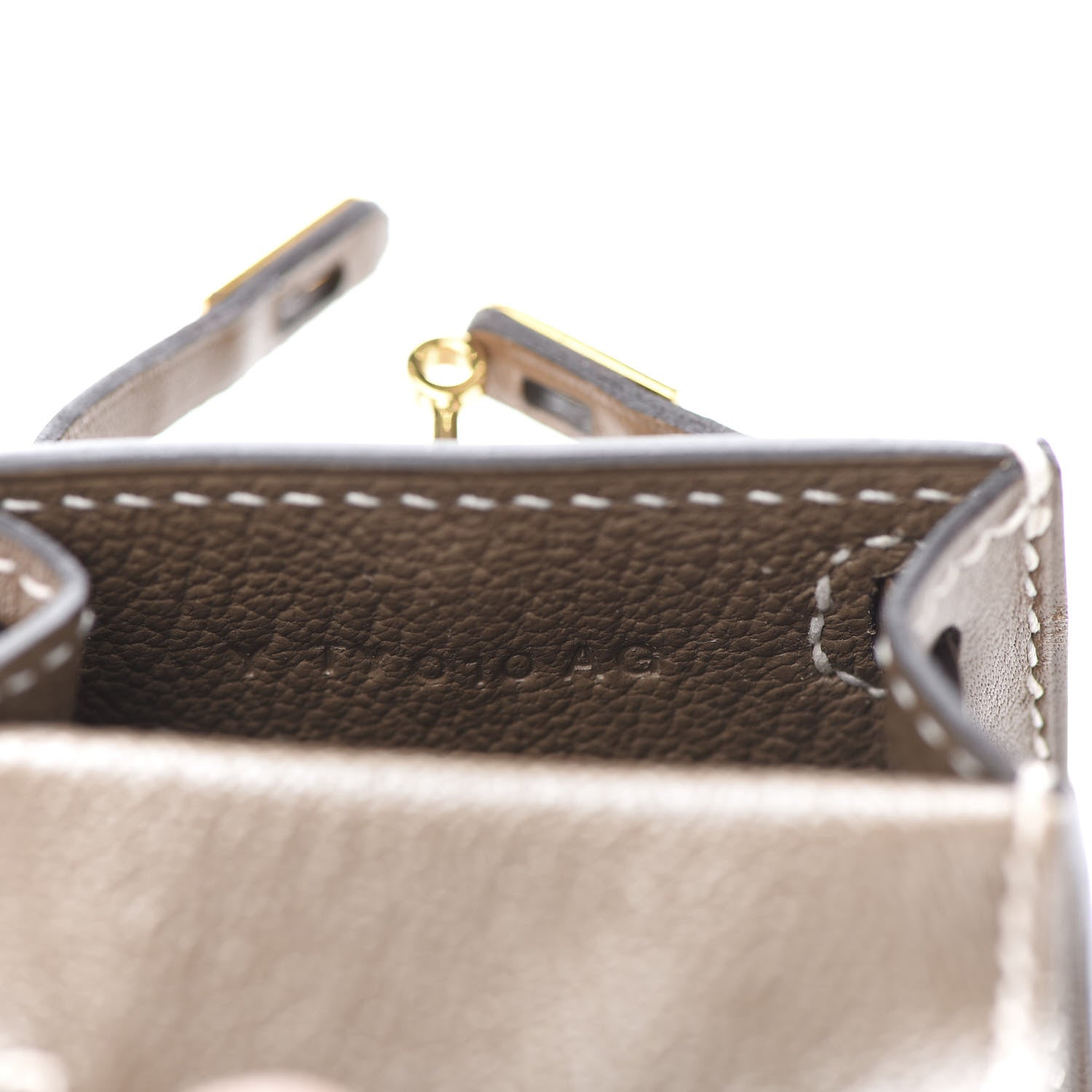 Hermes Tadelakt Mini Kelly Twilly Bag Charm Etoupe 6 of 7