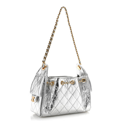 Chanel Metallic Aged Calfskin Quilted Mini Chanel 25 Handbag Silver 3 of 10