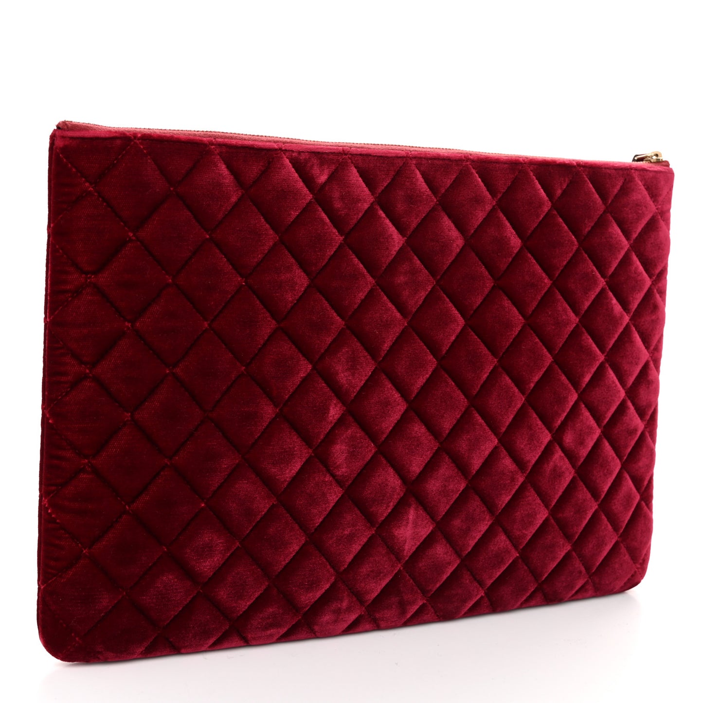 Velvet Quilted Large Chanel Cosmetic Case Burgundy