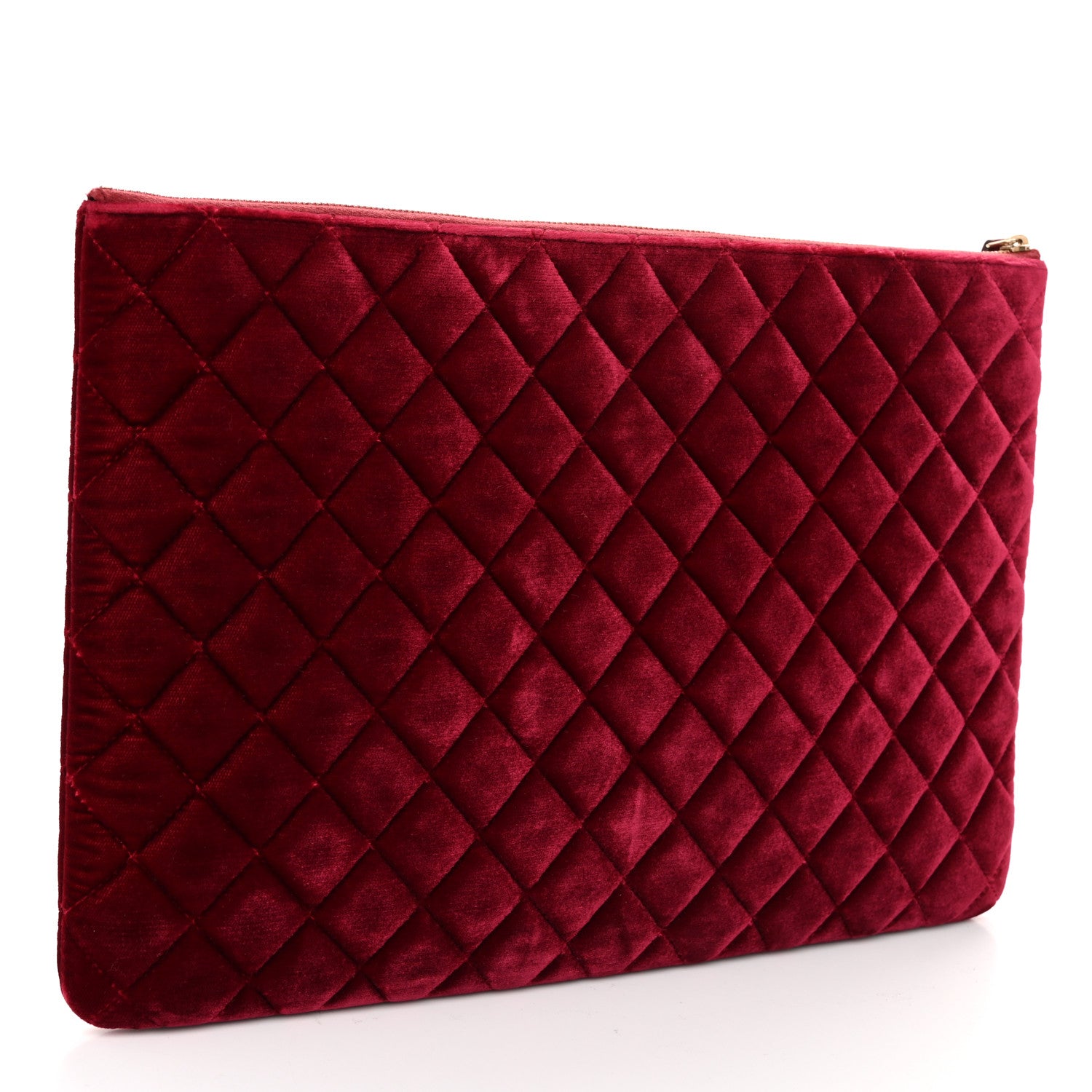 Chanel Velvet Quilted Large Chanel Cosmetic Case Burgundy 3 of 9