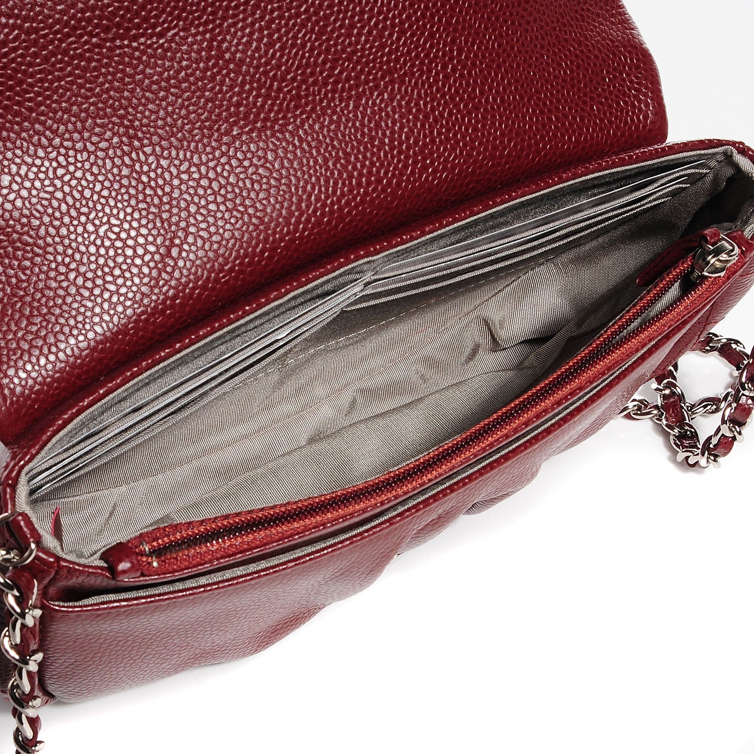 Chanel Caviar Half Moon Wallet On Chain WOC Dark Red 5 of 9