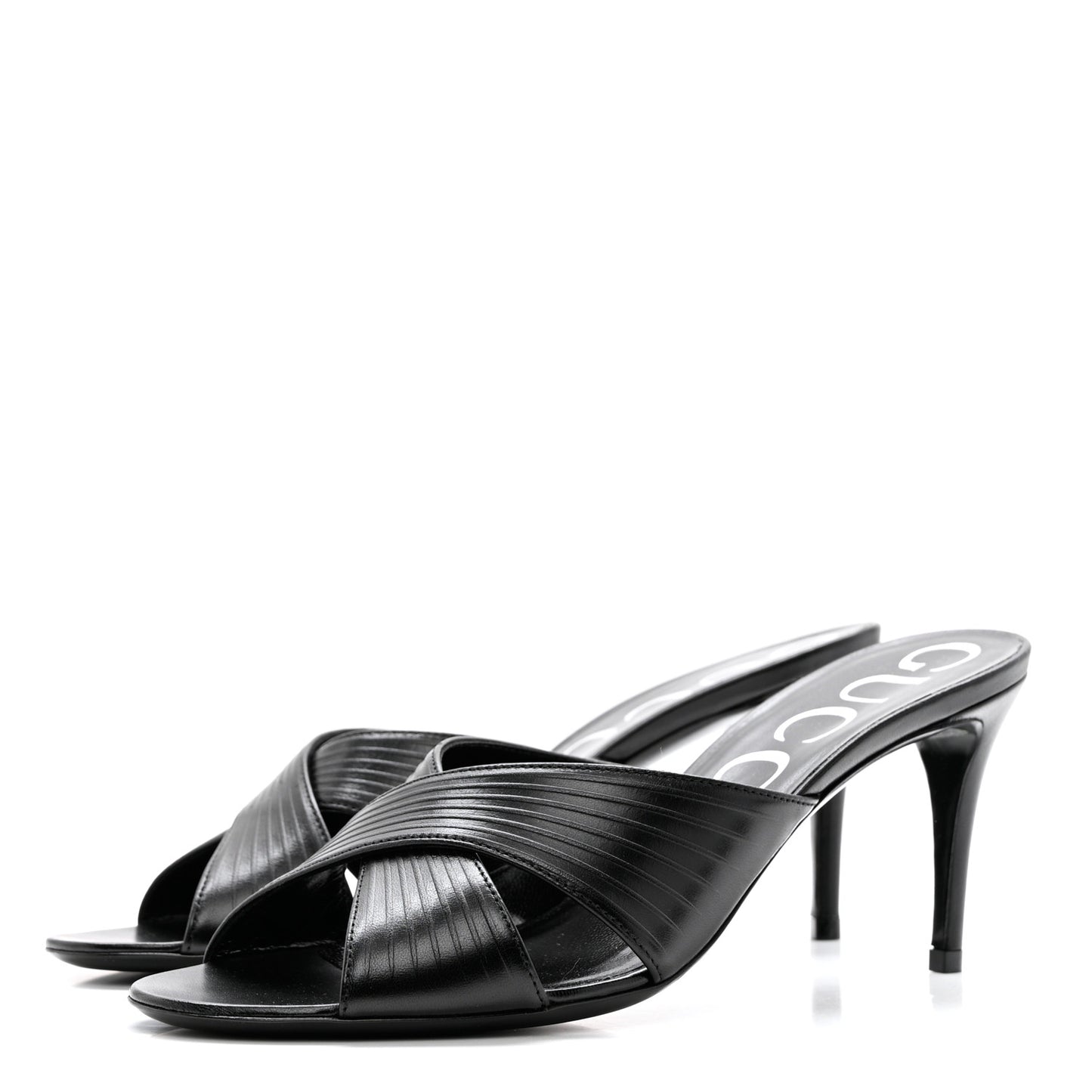 Nappa Crossover Heel Slide Sandals 39.5 Black