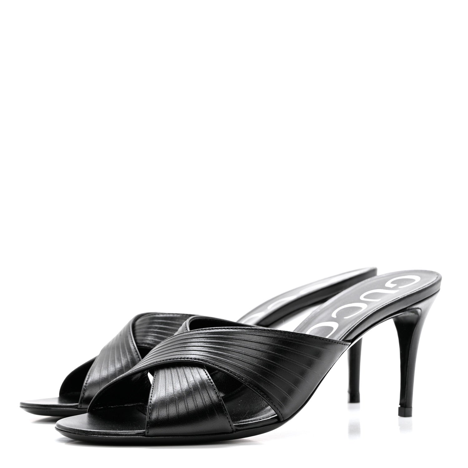 Gucci Nappa Crossover Heel Slide Sandals 39.5 Black 3 of 8