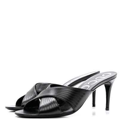 Gucci Nappa Crossover Heel Slide Sandals 39.5 Black 3 of 8