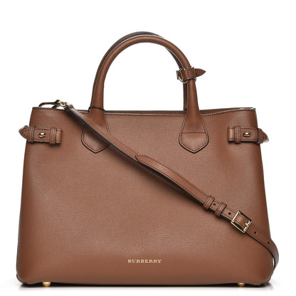 Burberry Grainy Calfskin House Check Medium Banner Tote Tan 1 of 9