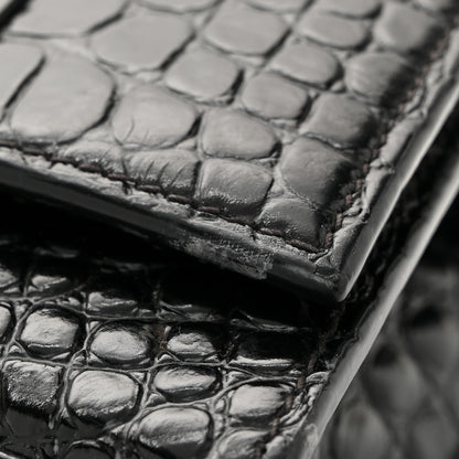 Balenciaga Shiny Calfskin Monochrome Crocodile Embossed Hourglass Chain Bag Black 11 of 13