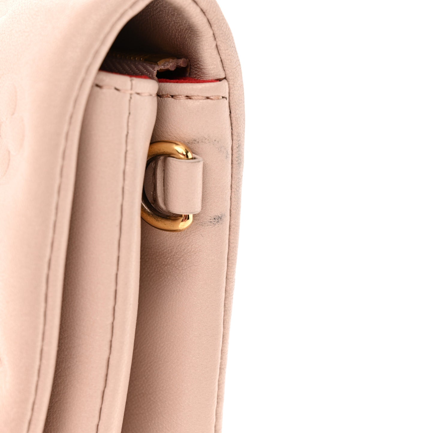 Lambskin Embossed Monogram Fall in Love Pochette Light Pink