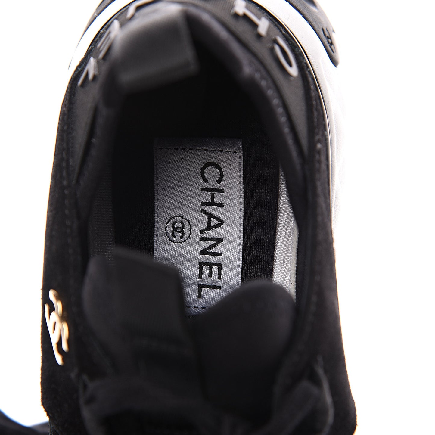 Fabric Calfskin Suede CC Sneakers 37 Black
