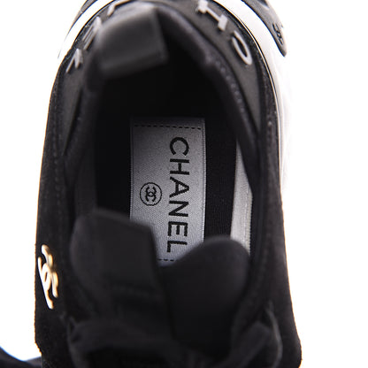 Chanel Fabric Calfskin Suede CC Sneakers 37 Black 6 of 8