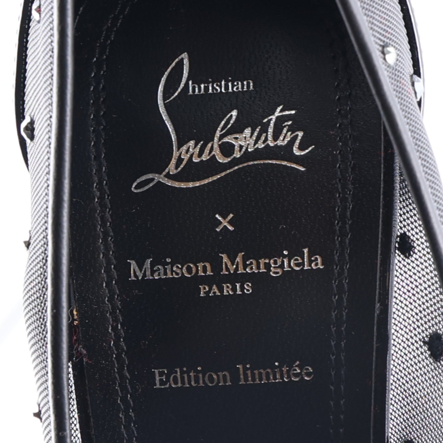 X MAISON MARGIELA Rete Patent Strass Bridiela Una 100 Pumps 37.5 Black