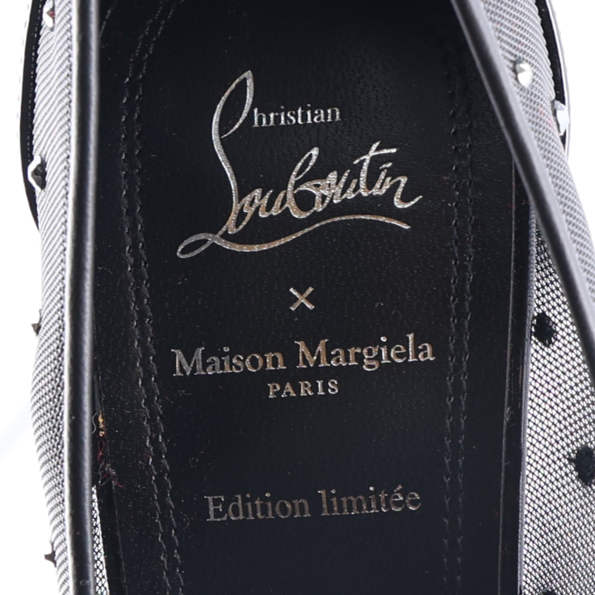 Christian Louboutin X MAISON MARGIELA Rete Patent Strass Bridiela Una 100 Pumps 37.5 Black 9 of 9