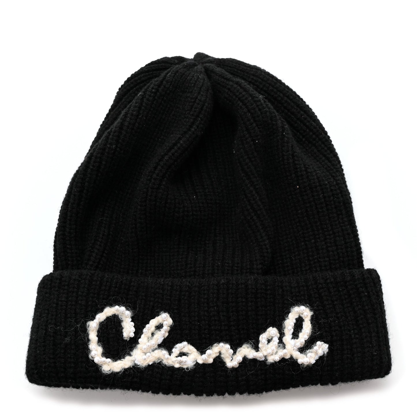 Cashmere Logo Beanie Hat Black White