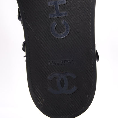Chanel Calfskin Camellia High Top Sneakers 39.5 Navy 6 of 9
