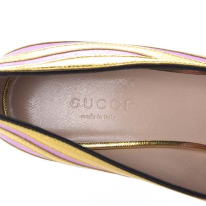 Gucci Metallic Nappa Inlay GG Marmont Fringe 50mm Loafer Pumps 36.5 Oro Vecchio Rosa 8 of 10