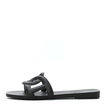 Hermes Rubber Aloha Sandals 35 Black 1 of 4