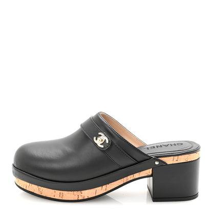 Chanel Calfskin CC Turn Lock Clogs 41 Black 1 of 9