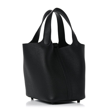 Hermes Taurillon Clemence Monochrome Picotin Lock 18 PM Black 2 of 9