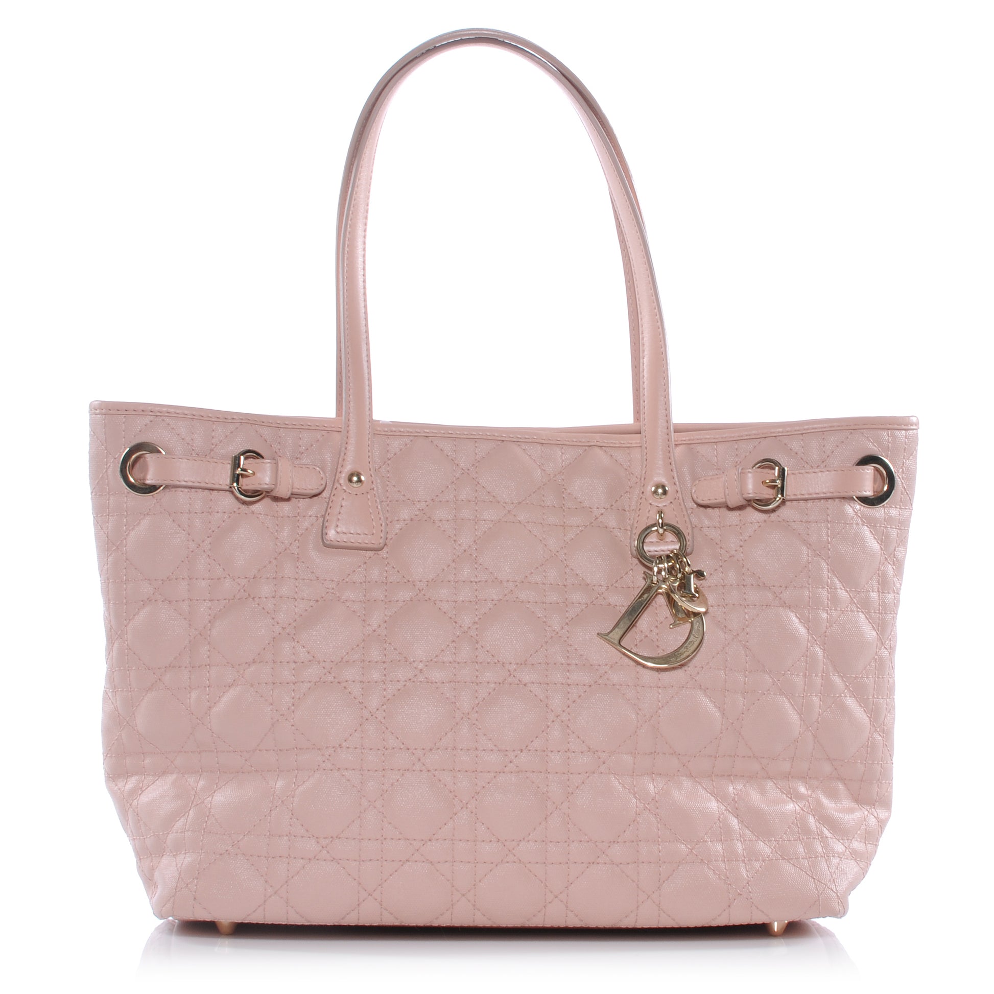 Christian Dior Coated Canvas Cannage Small Panarea Tote Light Pink 1 of 8