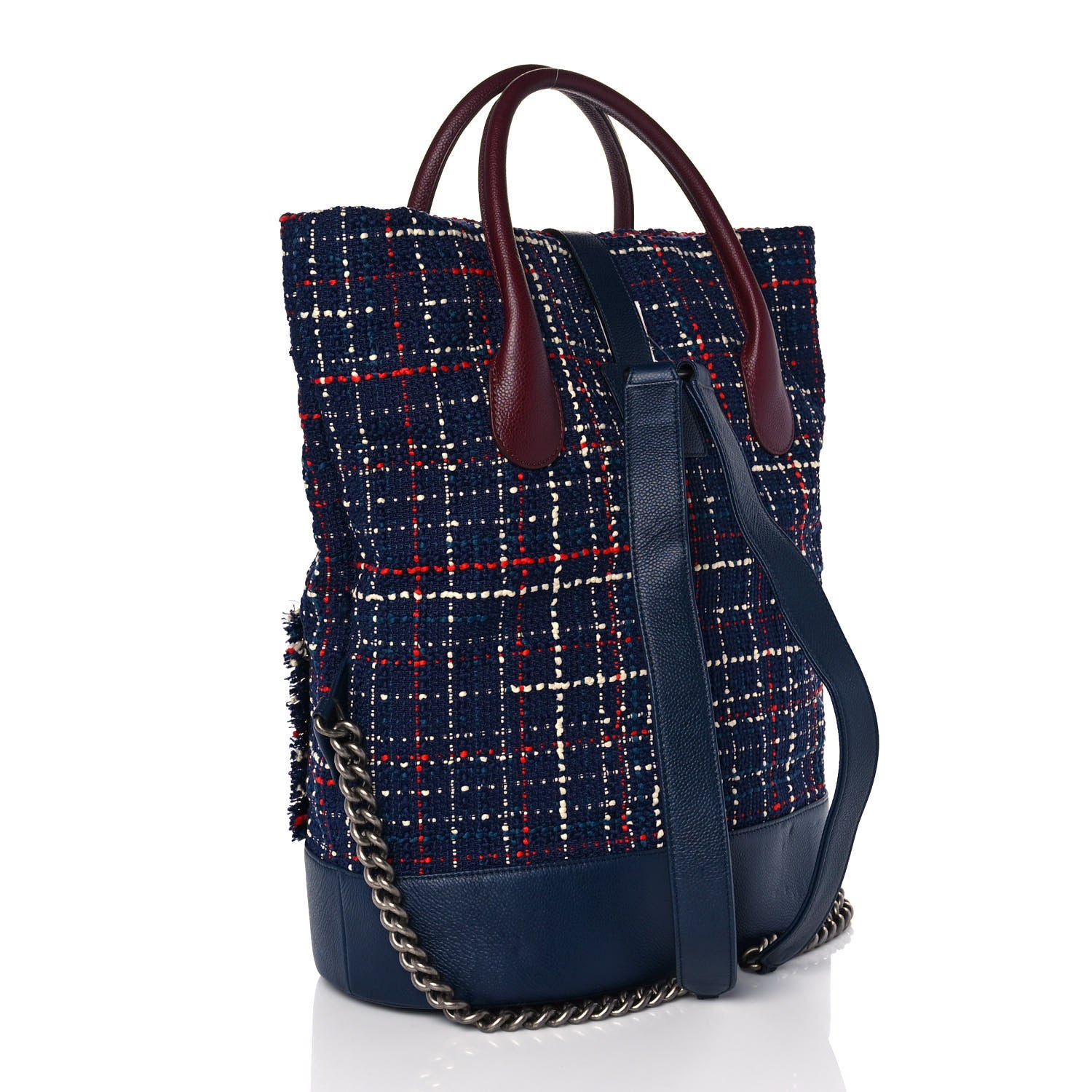 Chanel Tweed Crest Trip Backpack Navy Burgundy 2 of 10