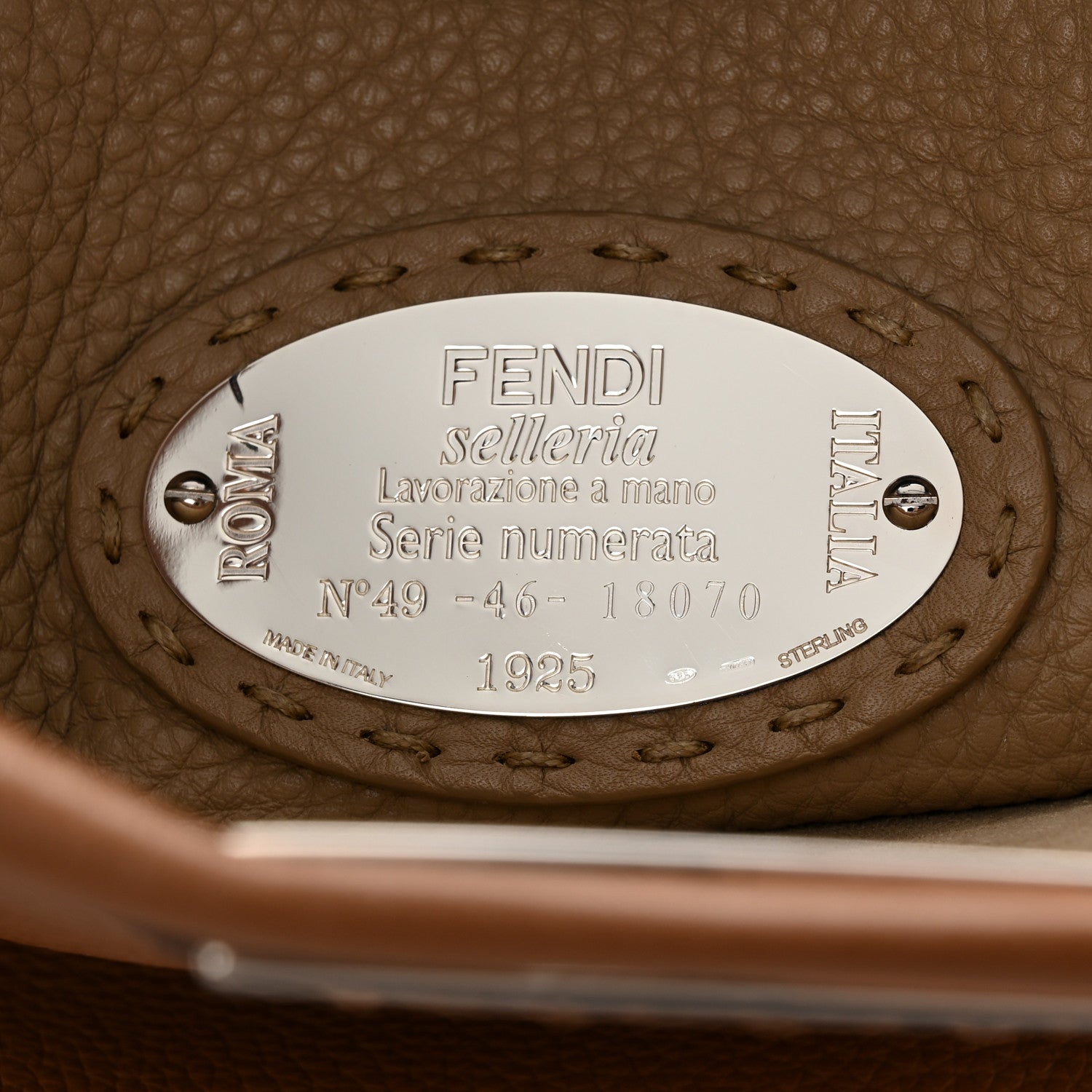 Fendi Cuoio Romano Selleria Bi-Color Medium Peekaboo Iconic Satchel Mou Deserto 7 of 11