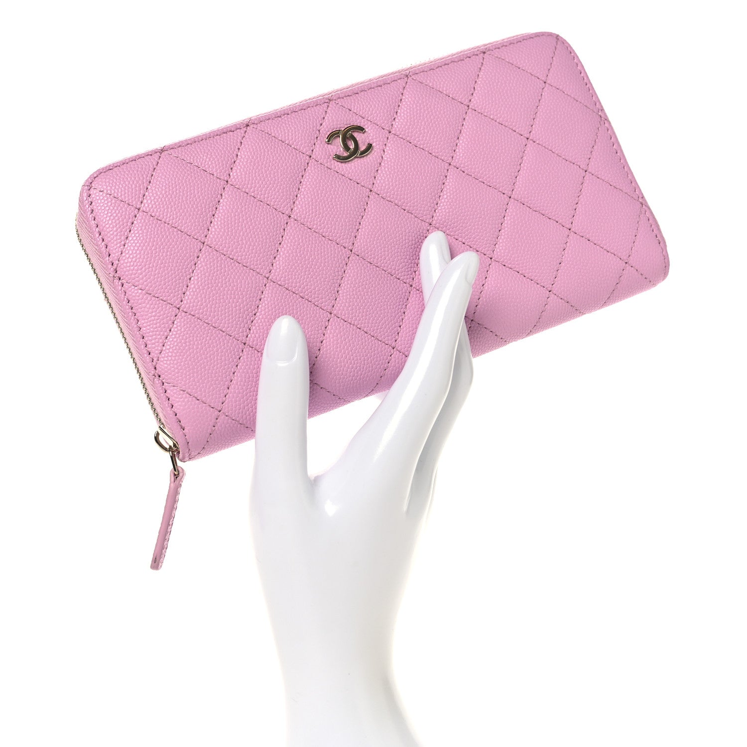 Chanel Caviar Quilted Large Gusset Zip Around Wallet Light Pink 2 of 9
