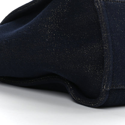 Chanel Lurex Canvas Medium Deauville Tote Navy Blue Gold 8 of 10