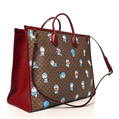 Gucci X DORAEMON Mini Vintage GG Supreme Monogram Large Tote Bag Beige Cherry Red 3 of 14