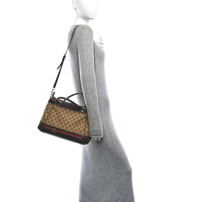 Gucci Monogram Web Mayfair Top Handle Satchel Dark Brown 2 of 10