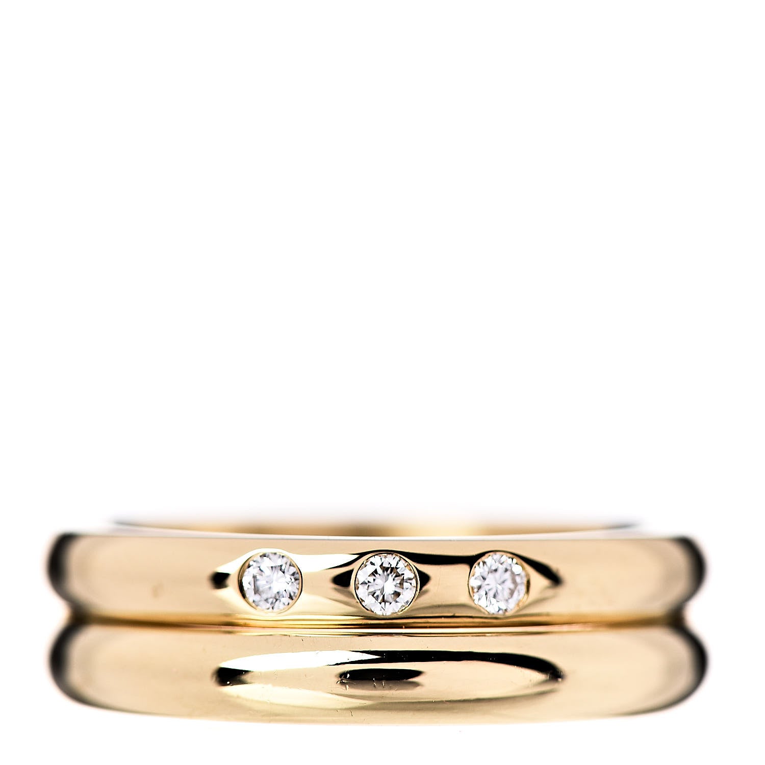 Tiffany 18K Yellow Gold Diamond Stacking Band Rings Set of Two 53 6.5 1 of 6
