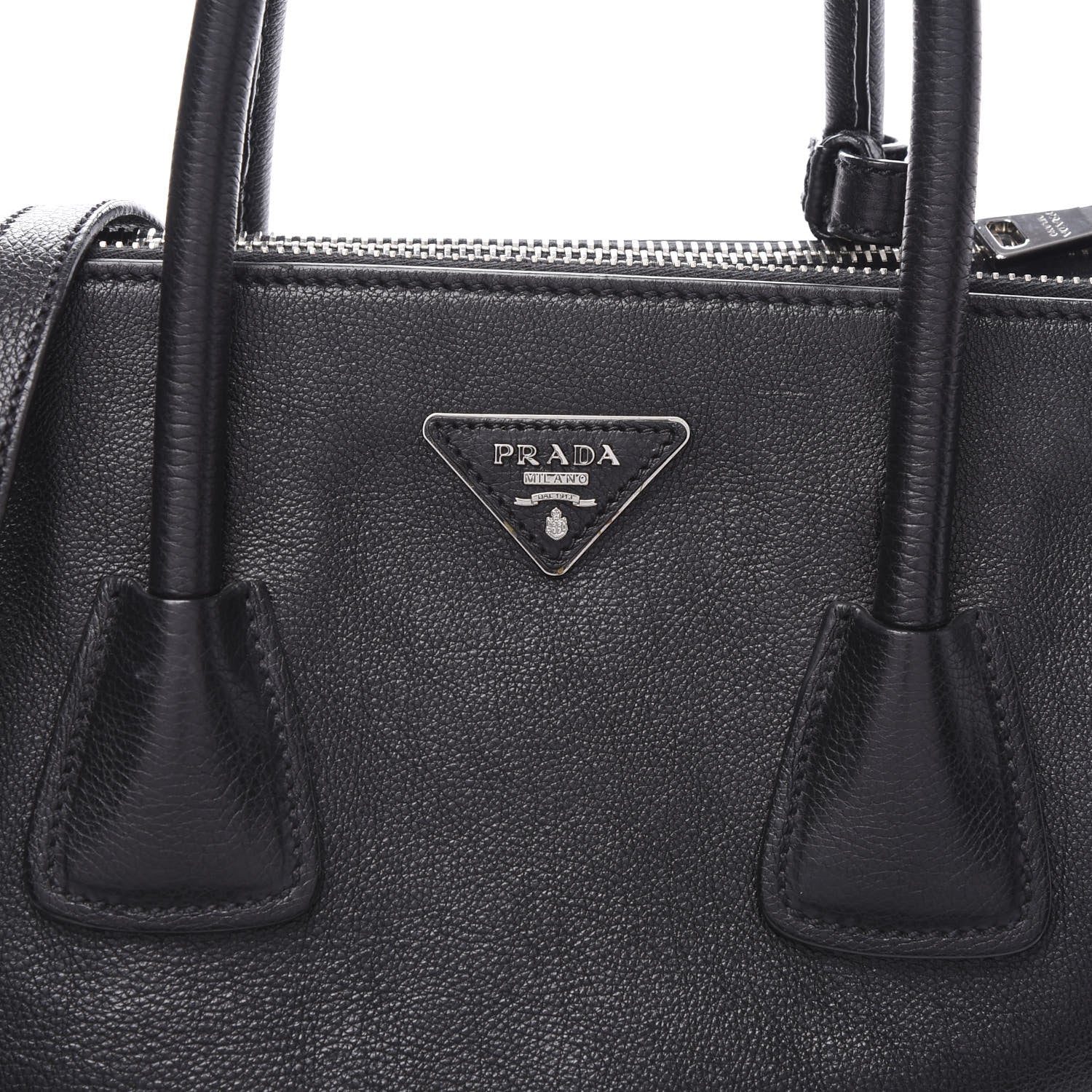 Prada Glace Calf Twin Pocket Tote Black 6 of 10