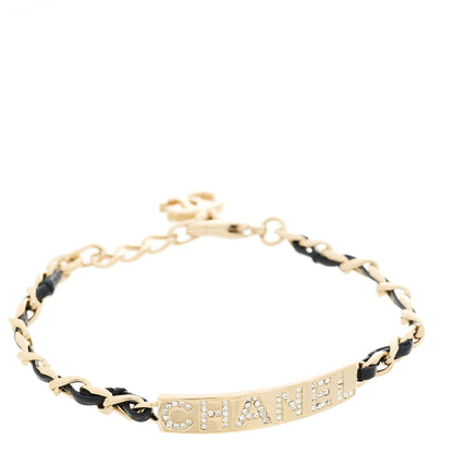 Chanel Metal Lambskin Crystal Sergeant Chanel Bracelet Gold 1 of 5