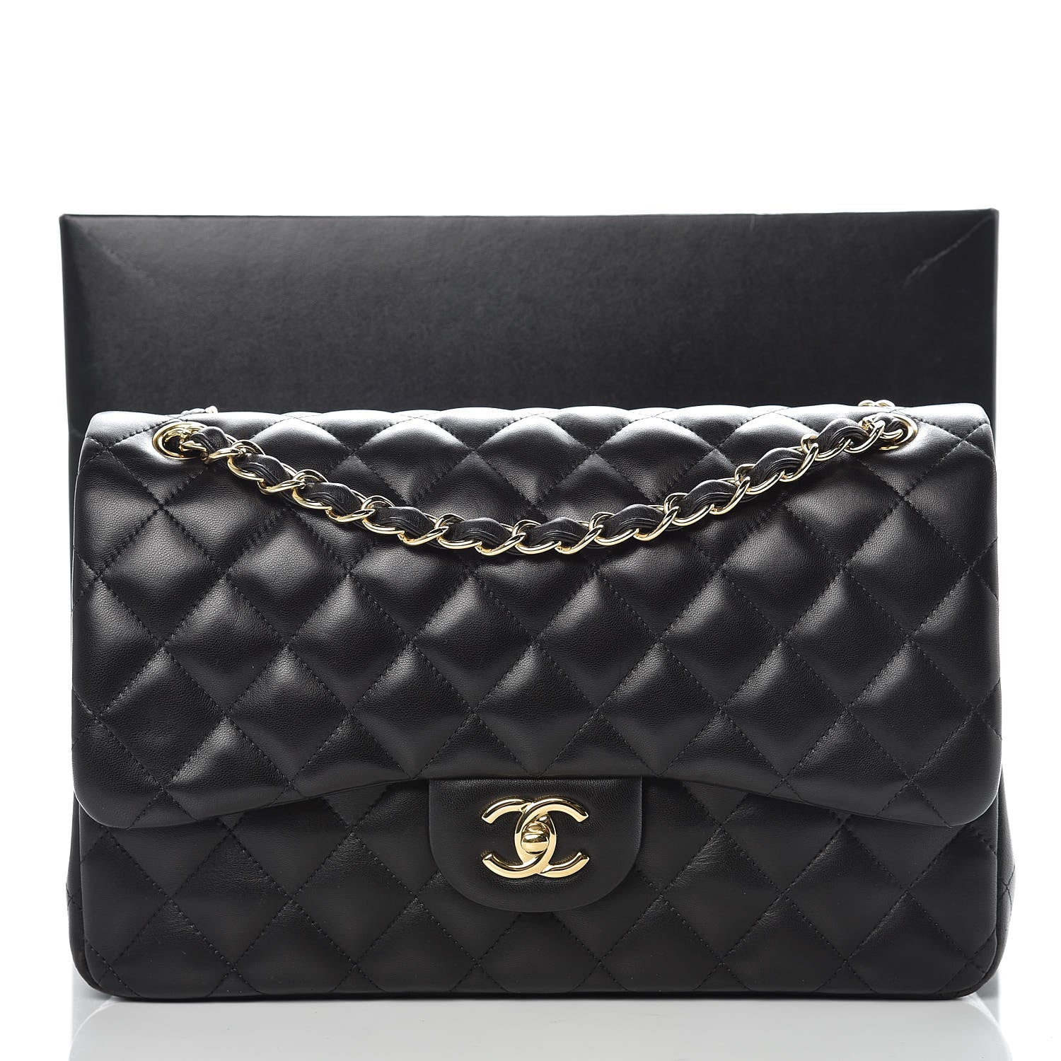 Chanel Lambskin Quilted Jumbo Double Flap Black 12 of 12