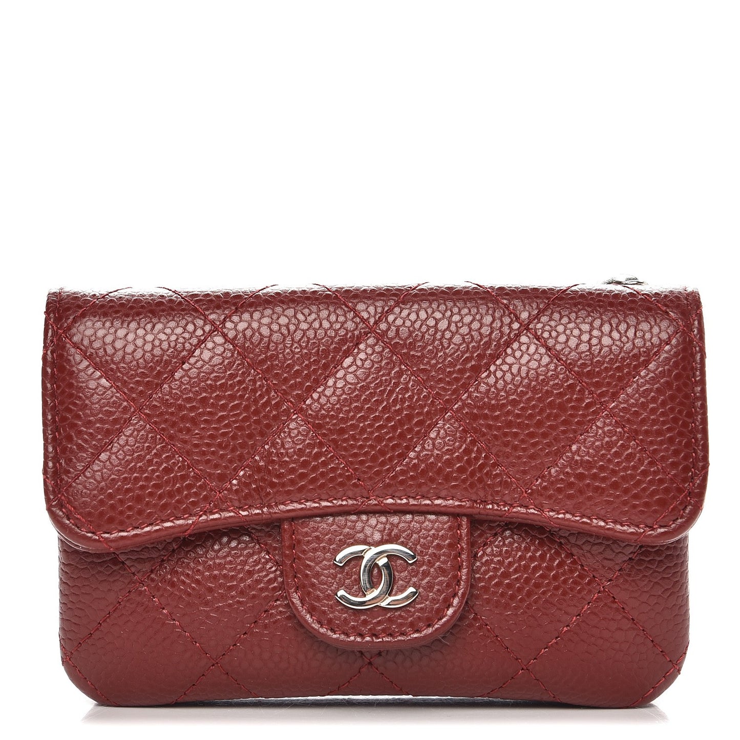 Caviar Quilted Coin Purse Dark Red